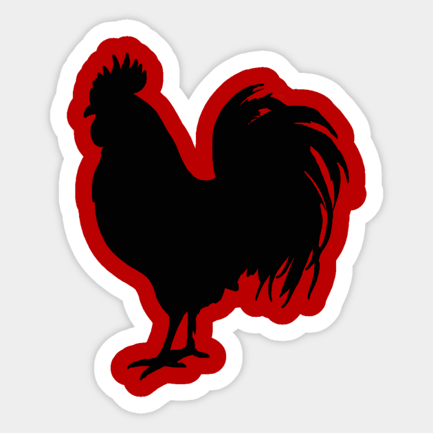 Black Rooster Silhouette Sticker by DonWillisJrArt